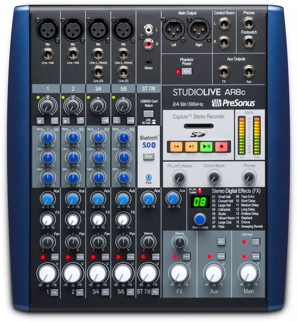 Table de mixage hybride performance/enregistrement PreSonus StudioLive AR8c 8 canaux USB